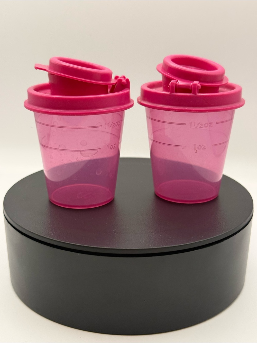Tupperware Hot Pink Mini Measuring Cups with Snap Lids (Set of 2)